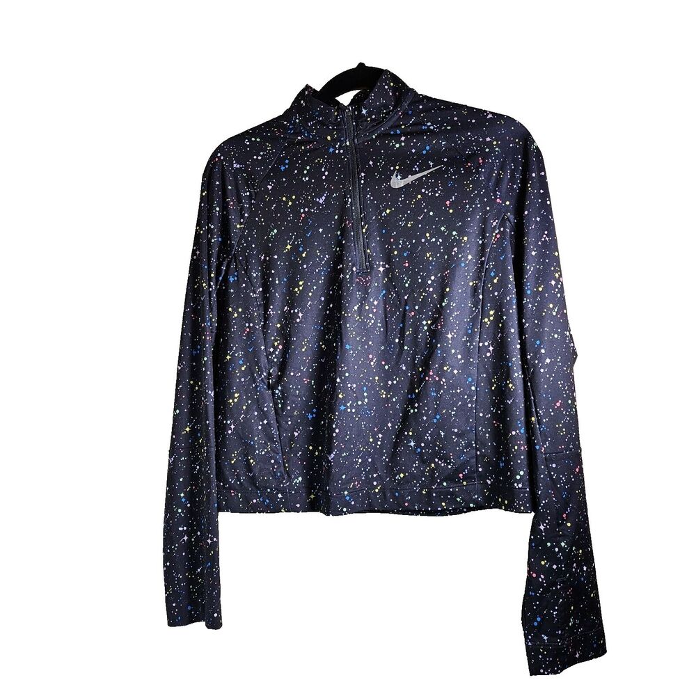 NIKE Girls PRO Dri-Fit Celestial Black 1/4 Zip Athletic Crop Top Size XL